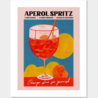 Retro Aperol Spritz Poster Pink View Homebar, Kitchen Bar Prints, Vintage Drinks, Recipe, Wall Art Posters and Art